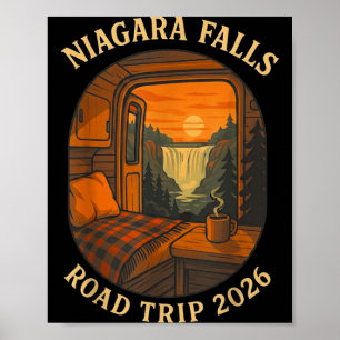Póster viaje en carretera a las cataratas del Niágara vac