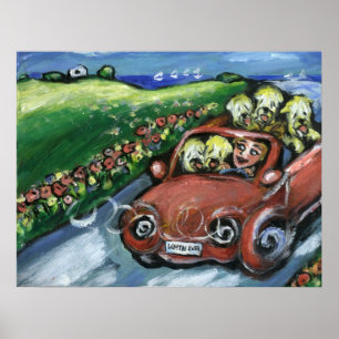 Póster Viaje en coche de canto de ruedas