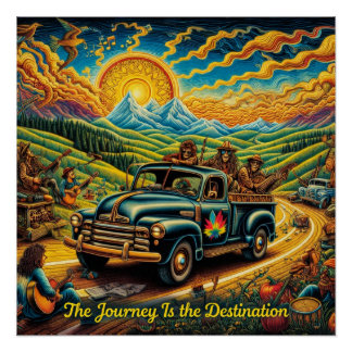 Póster Viaje en coche por carreteras antiguas