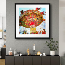 Viaje en columpio de carnaval foto retro de cielo