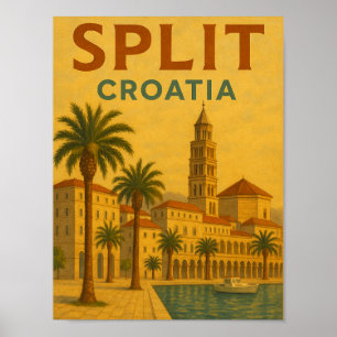 Póster Viaje en Dalmatia de la Vieja Split Croacia