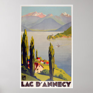 Póster Viaje en el Vintage Lake Annecy France