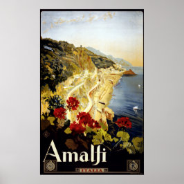 Póster Viaje en la costa de Amalfi Italia