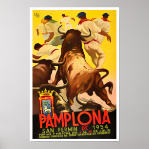 Póster Viaje en la Feria de Pamplona de 1954