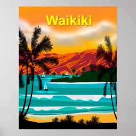 Póster Viaje en la playa de Hawaii