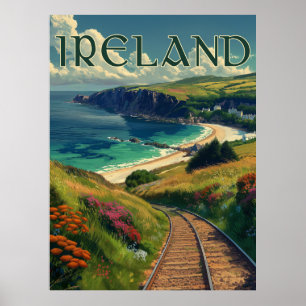 Póster Viaje en línea costera de Irlanda
