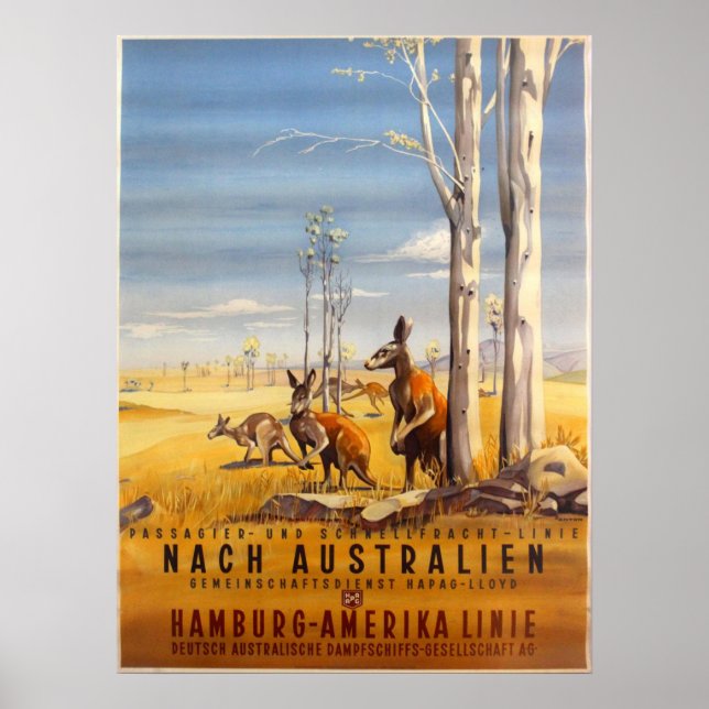 Póster Viaje en línea de cruceros HAPAG (años 1930) alemá (Frente)