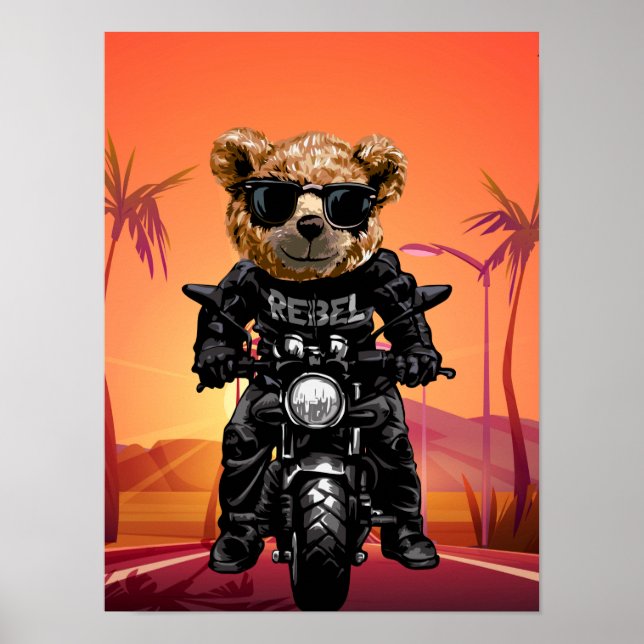 Póster Viaje en motocicleta Tropical Sunset (Frente)