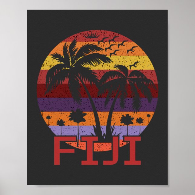 Póster Viaje en playa de verano de Fiyi (Frente)