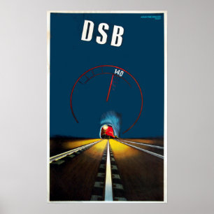 Póster Viaje en tren danés vintage