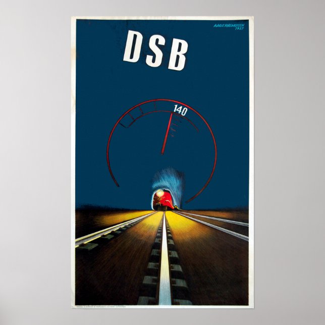 Póster Viaje en tren danés vintage (Frente)