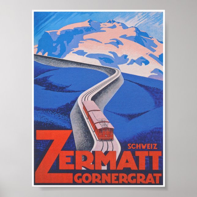 Póster Viaje en tren de cosecha de zermatt Suiza (Frente)