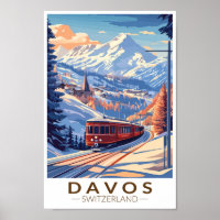 Viaje en tren de Suiza Davos Vintage