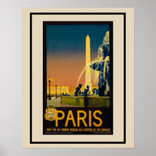 Póster Viaje en tren por la fuente de París