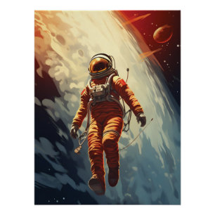 Póster Viaje espacial astronauta