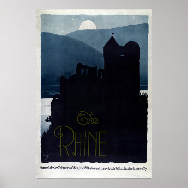 Póster Viaje Europeo del Castillo del Rin (Frente)