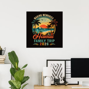 Póster Viaje Familiar a Hawái Atardecer Tropical 2026