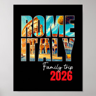Póster Viaje Familiar a Roma Italia 2026 Vacaciones en Eu
