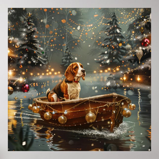Póster Viaje festivo de los Navidades Beagle (Frente)