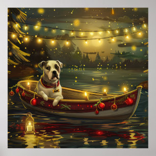 Póster Viaje Festivo de Navidad del American Staffordshir