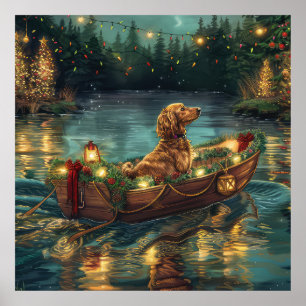 Póster Viaje Festivo de Navidad del Lebrel Afgano