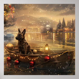Póster Viaje Festivo de Navidad del Malinoi Belga