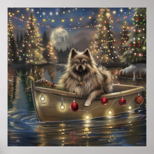 Póster Viaje festivo de Navidad Keeshond