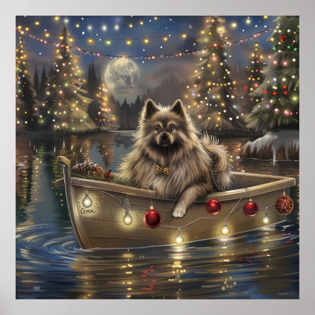 Póster Viaje festivo de Navidad Keeshond (Frente)