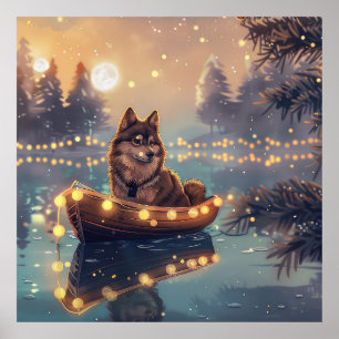 Póster Viaje festivo de Navidades de Lapphund finlandeses