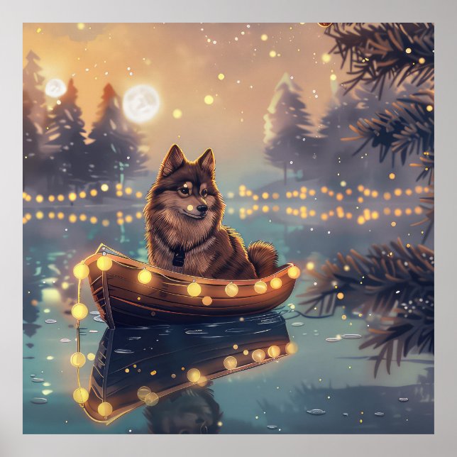 Póster Viaje festivo de Navidades de Lapphund finlandeses (Frente)