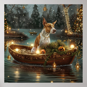 Póster Viaje festivo para Navidades de Bull Terrier