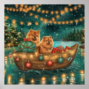 Póster Viaje festivo para Navidades de Chow Chow
