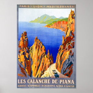 Póster Viaje francés de Les Calanche de Piana 1923