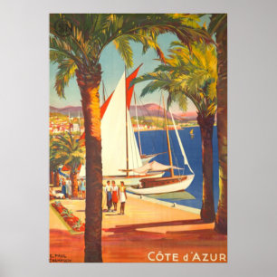 Póster Viaje francés en la Costa Azul