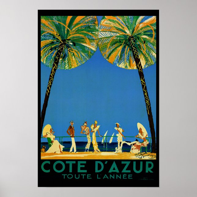 Póster Viaje francés en vinagre Cote D'Azur Toute Lannee (Frente)
