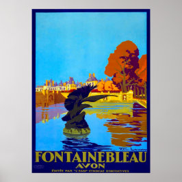 Póster Viaje francés vintage 1930 Fontainbleau Avon
