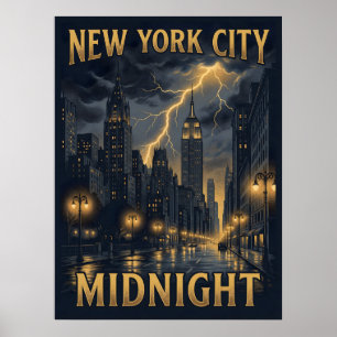 Póster Viaje Gótico de Medianoche en la Ciudad de Nueva Y