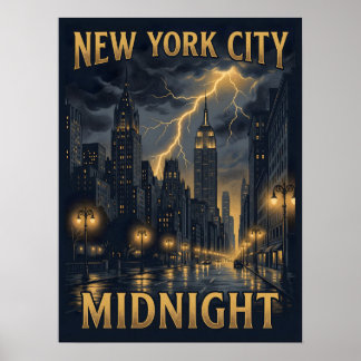 Póster Viaje Gótico de Medianoche en la Ciudad de Nueva Y