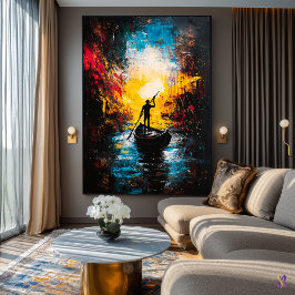 Póster Viaje hacia la Luz – Río Abstracto Expresionista