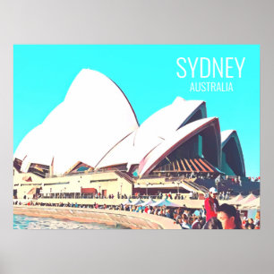Póster Viaje impreso en la ópera de Australia en Sydney
