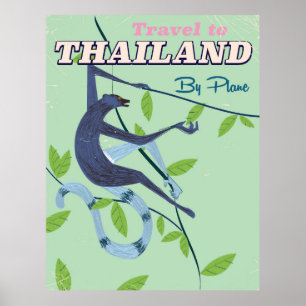 Póster Viaje impreso en Mono de Tailandia
