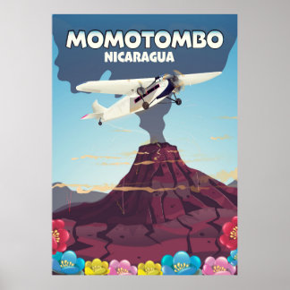 Póster Viaje impreso en volcán Momotombo Nicaragua.