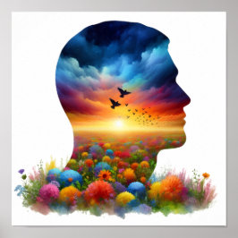 Póster Viaje Interior - Paisaje Mental de Girasoles Silve