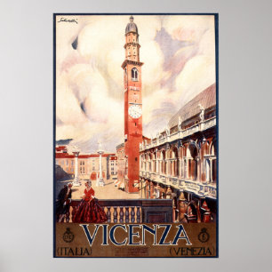 Póster Viaje italiano de época de la basílica de la VICEN