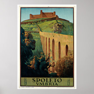 Póster Viaje italiano de época de Spoleto Italia