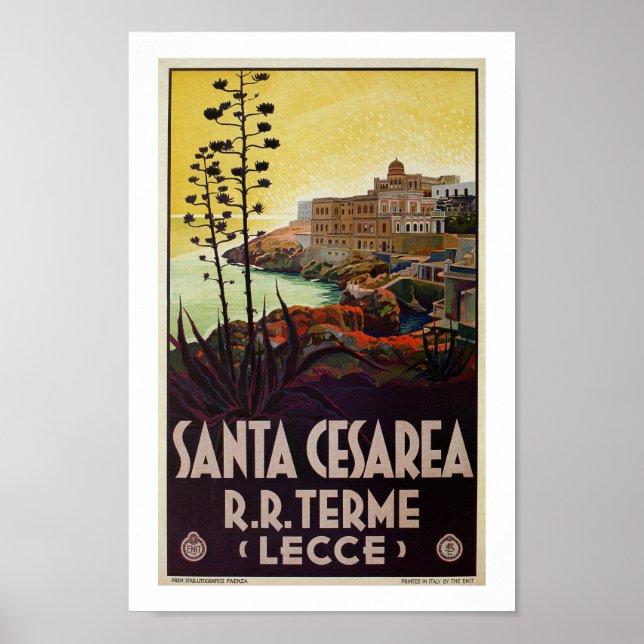 Póster Viaje italiano de época Santa Cesarea Terme Lecce (Frente)