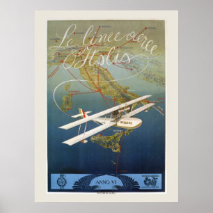 Póster Viaje italiano de la lanzadera del avión de la