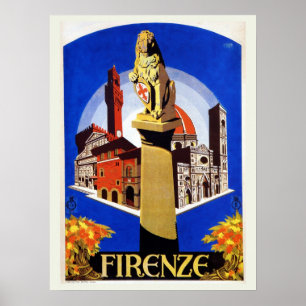 Póster Viaje italiano de los años 20 de Florencia del