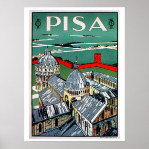 Póster Viaje italiano de Pisa de los años 20 del vintage