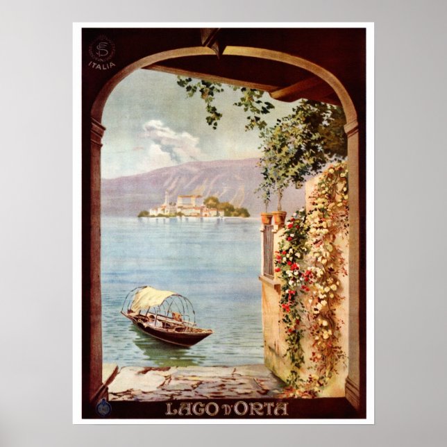 Póster Viaje italiano del Lago d'Orta de los años 20 (Frente)